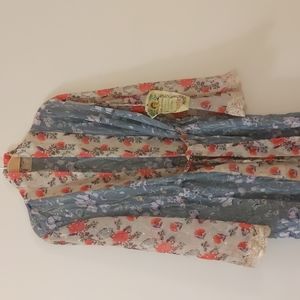 Anthropologie Aratta Gauze Silky Floral Dressing Gown Robe XS NWT